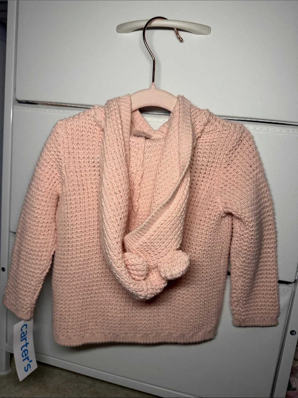Carter's Pale Pink Knit Hooded Cardigan with Buttons